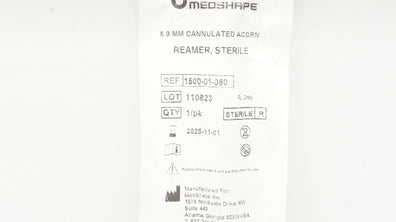 MedShape 1500-01-080 Reamer, Sterile,  Cannulated Acorn 8.0mm